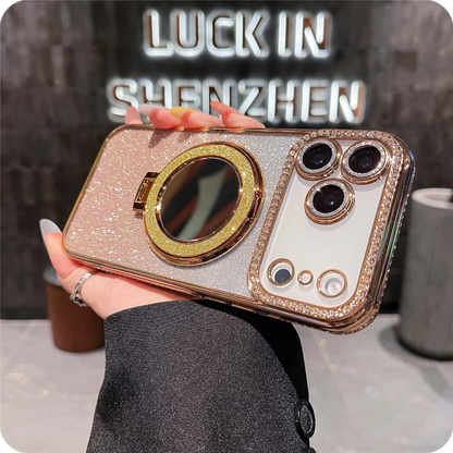 Gradient Diamond Glitter Mirror Stand Case for iPhone Series