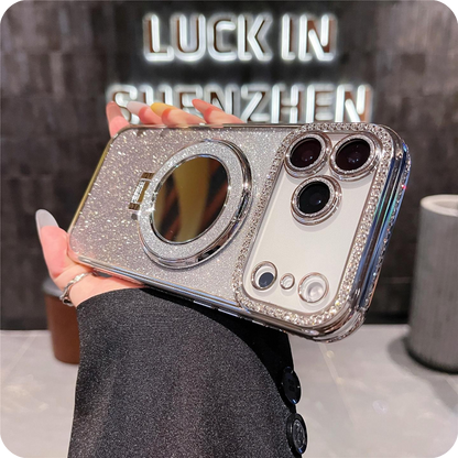 Gradient Diamond Glitter Mirror Stand Case for iPhone Series