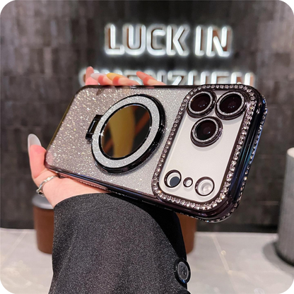 Gradient Diamond Glitter Mirror Stand Case for iPhone Series