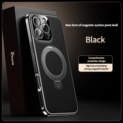 MagSafe Leather TPU Back Cover with Hidden Kickstand iPhone Case