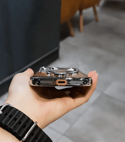 Ultra-Slim Frameless Magnetic Stand Case with Glass Lens Protector for Apple iPhone 17 / 16 / 15 Series