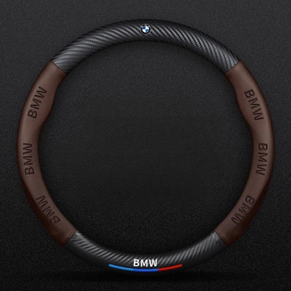 Customized Carbon Fiber Suede Steering Wheel Cover with Car Logo