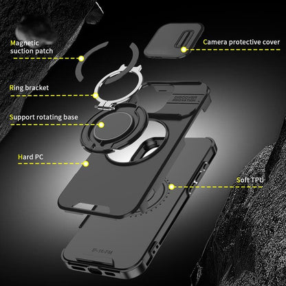 "ChubbyArmor 2.0" Military-Grade Shockproof Magnetic Case with Camera Slide & 360° Kickstand Ring