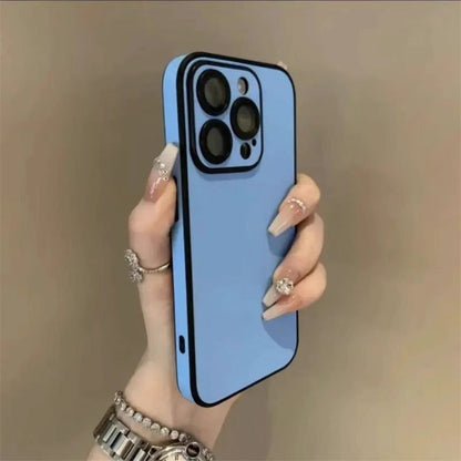 Simple Pure Pigment Leather iPhone Case