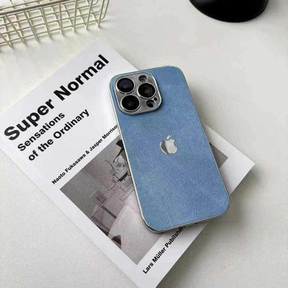 High-grade Fine Hole Electroplated Denim Pattern iPhone Case