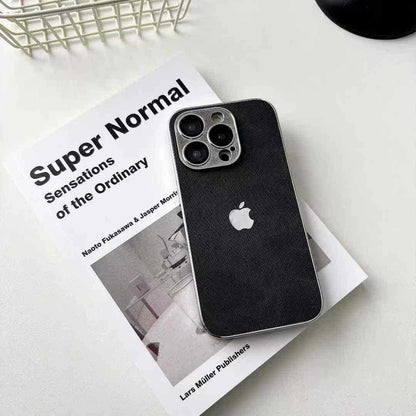 High-grade Fine Hole Electroplated Denim Pattern iPhone Case
