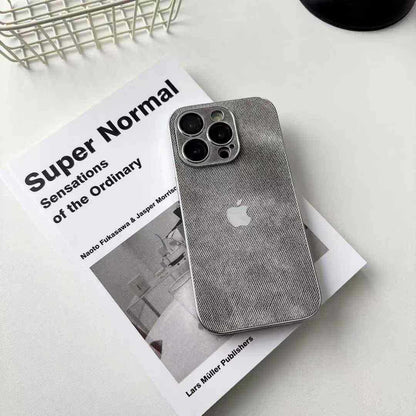 High-grade Fine Hole Electroplated Denim Pattern iPhone Case