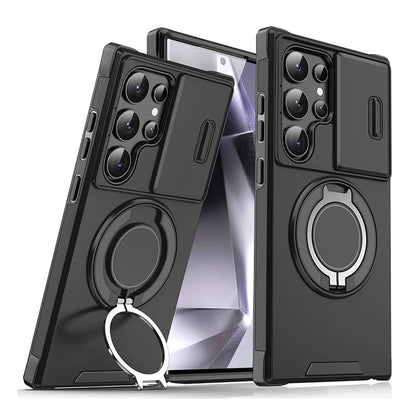 Shockproof Magnetic Samsung Case with Camera Cover & Kickstand