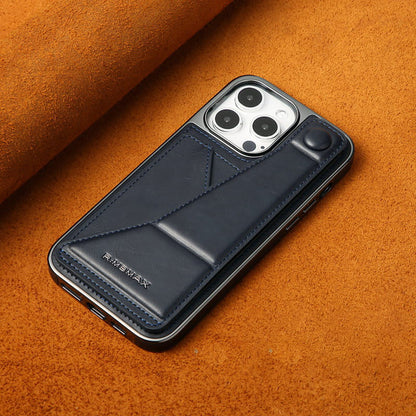 Full-cover Artificial Leather Case with Wristband Stand & Card Slot Suitable for iPhone Series